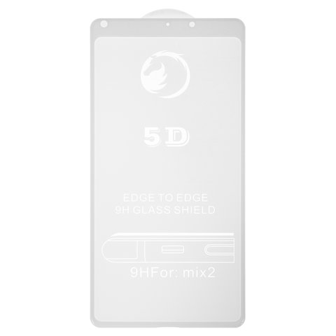 Захисне скло All Spares для Xiaomi Mi Mix 2, 5D Full Glue, білий, шар клею нанесений по всій поверхні, MDE5