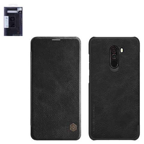 Чехол Nillkin Qin leather case для Xiaomi Pocophone F1, черный, книжка, пластик, PU кожа, M1805E10A, #6902048163614