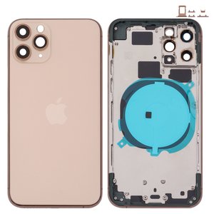 Корпус для iPhone 11 Pro, золотистий, з тримачем SIM карти, з боковими кнопками, matte gold
