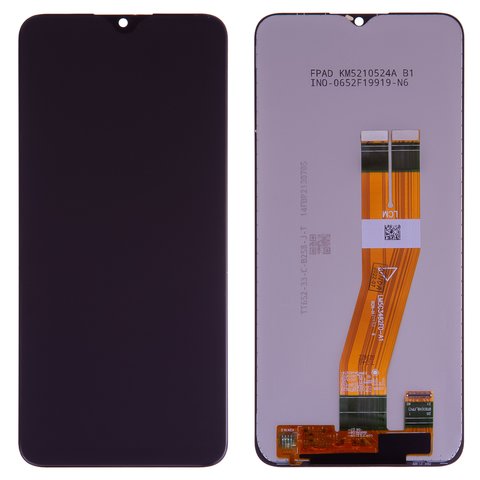 Дисплей для Samsung A037F Galaxy A03s, чорний, без рамки, Оригінал переклеєне скло , з жовтим шлейфом, 160,5x72 mm 