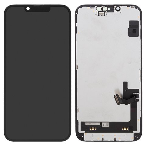 Дисплей для iPhone 14, чорний, з рамкою, Оригінал переклеєне скло 