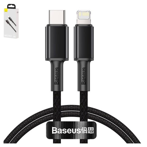 USB кабель Baseus High Density Braided, USB тип C, Lightning, 100 см, 20 Вт, черный, #CATLGD 01