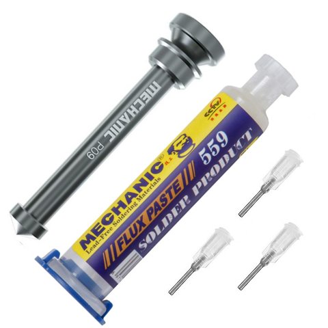 Флюс паста Mechanic CMOV 559TC HF, с металлическим поршнем, высокоактивная, 10 мл