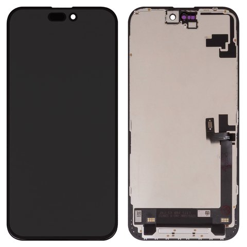 Дисплей для iPhone 16 Plus, чорний, з рамкою, Copy, TFT , ZY, LTPS FHD