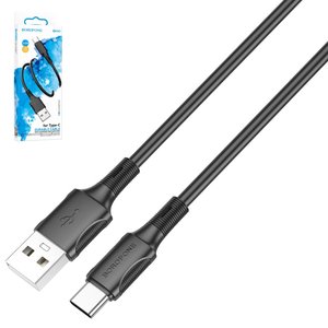 USB кабель Borofone BX80, USB тип C, USB тип A, 100 см, 3 A, черный, #6974443385229