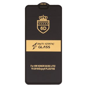 Захисне скло ESD 6D для Huawei Enjoy 9 Plus, Honor 8X, Honor 9X Lite, Honor View 10 Lite, Y9 2019 , сумісне з чохлом, Full Glue, Anti Static, без упаковки , чорний