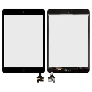 Сенсорный экран для iPad Mini, iPad Mini 2 Retina, с микросхемой , с кнопкой HOME, черный, #A1432 A1454 A1455 A1489 A1490 A1491