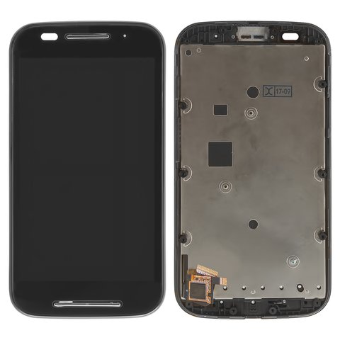Pantalla LCD puede usarse con Motorola XT1021 Moto E, XT1022 Moto E, XT1025 Moto E, negro, con marco, Original PRC 