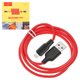 USB кабель Hoco X21, USB тип-A, Lightning, 100 см, 2 A, красный, #6957531071372