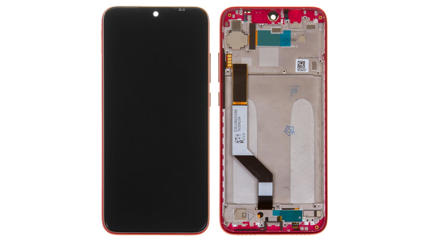 Pantalla LCD puede usarse con Xiaomi Redmi Note 7, Redmi Note 7 Pro, rojo,  con marco, High Copy, M1901F7G, M1901F7H, M1901F7I - All Spares