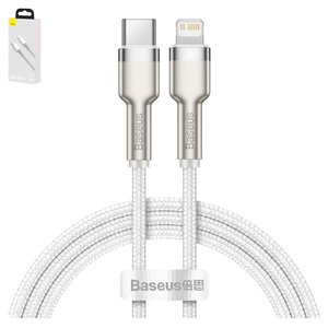 USB Cable Baseus Cafule Series Metal, USB type C, Lightning, 100 cm, 20 W, white, nylon braided  #CATLJK A02