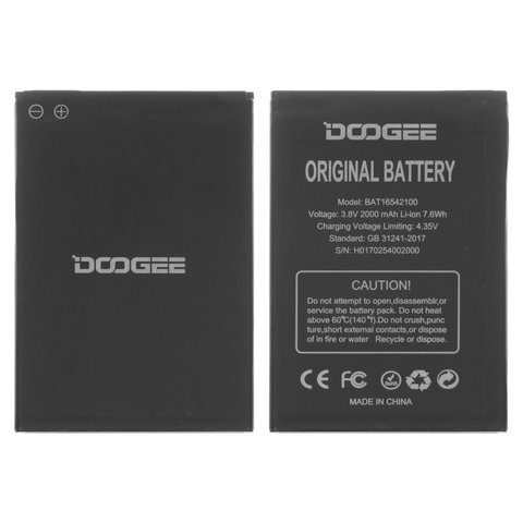 Battery BAT16542100 compatible with Doogee X9 Mini, Li ion, 3.8 V, 2000 mAh, Original PRC  