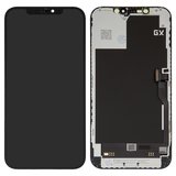 LCD compatible with iPhone 12 Pro Max, (black, with frame, HC, (OLED), OEM hard, GX)