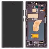LCD compatible with Samsung S918 Galaxy S23 Ultra, (black, with frame, High Copy, (OLED))