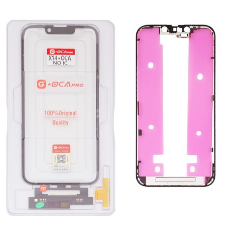 Сенсорный экран G+OCA PRO для iPhone 14, с рамкой, с ОСА пленкой, черный, без микросхемы