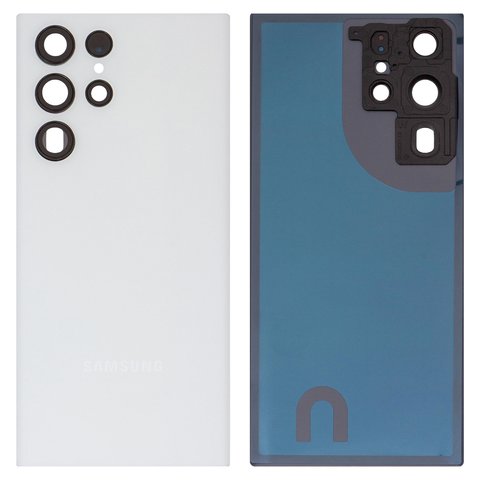 Housing Back Cover compatible with Samsung S908B Galaxy S22 Ultra 5G, white, with camera lens 