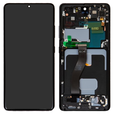 LCD compatible with Samsung G998 Galaxy S21 Ultra 5G, black, with frame, Original PRC  