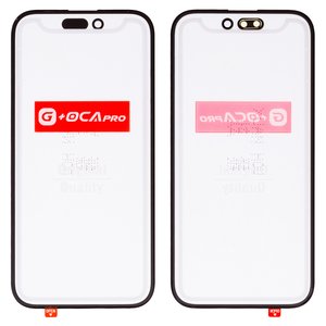 Vidrio de carcasa G+OCA PRO puede usarse con iPhone 14 Pro, con película OCA, negro