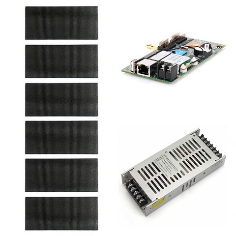 Комплект для збирання LED дисплея для реклами RGB, 960 × 320 мм, контролер, блок живлення 