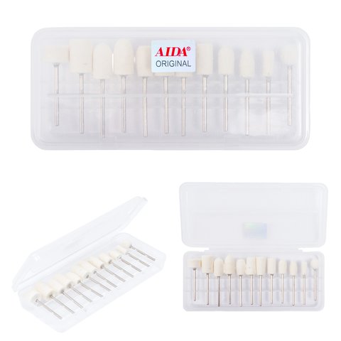 Набір насадок для бормашини, 12 шт., хвостовик d=2мм, войлок