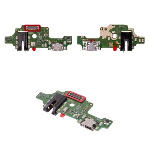 Шлейф для Tecno Spark 5 KD7S , конектора навушників, конектора зарядки, з мікрофоном, з компонентами, High Copy, плата зарядки